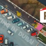 Dubai Roads and Transport Authority RTA parking sign with UAE flag during National Day celebrations