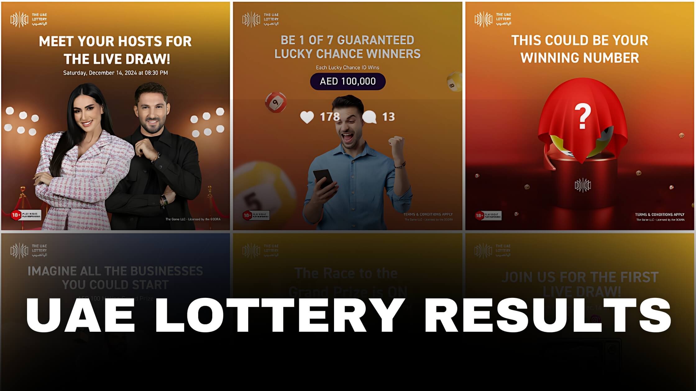 UAE Lottery result today showcasing the Dh100-million grand prize draw and ticket details.