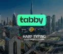 Customer using Tabby payment option at Harf Typing Center in UAE for service fee installment