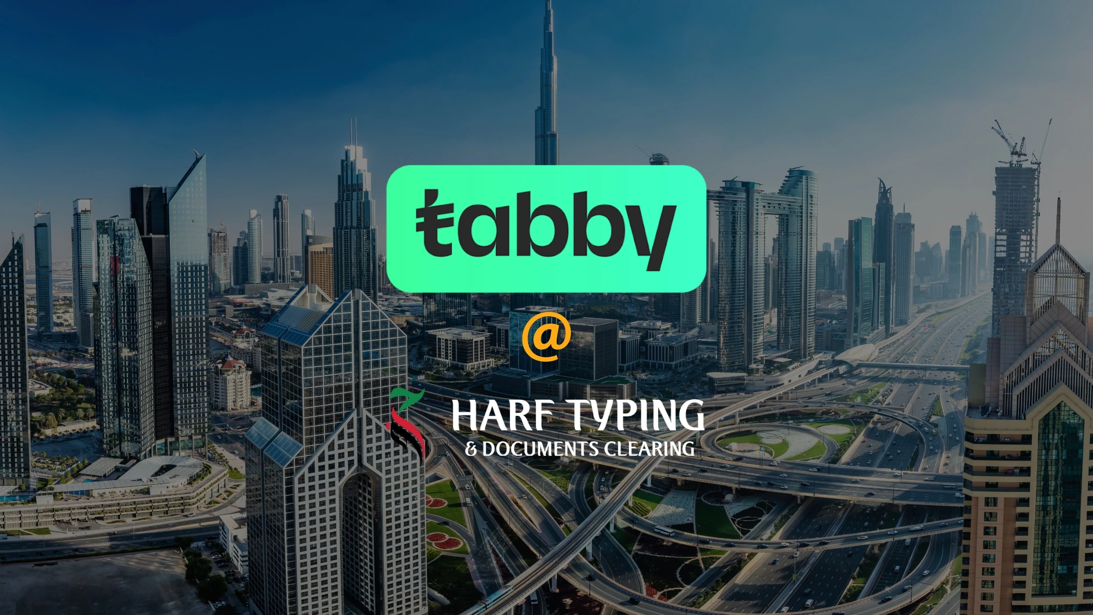 Customer using Tabby payment option at Harf Typing Center in UAE for service fee installment