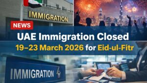 UAE immigration holiday notice – visa services closed from 19 to 23 March 2026 for Eid-ul-Fitr in the United Arab Emirates.