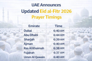 UAE Eid al-Fitr 2026 prayer times