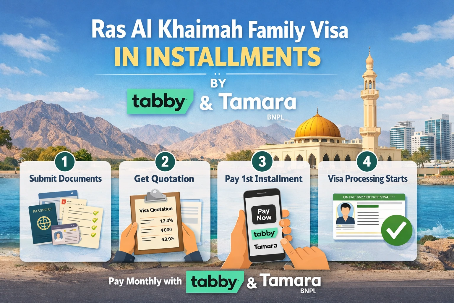 Ras Al Khaimah family visa installment payment using Tabby and Tamara BNPL in UAE