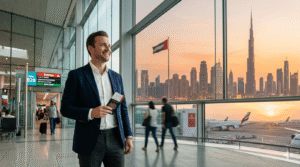 News-style graphic announcing UAE ICP grace period for residents with expired visas abroad to return without a new entry permit by March 31, 2026.