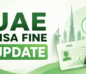 UAE visa fine update featured image with green modern design showing UAE passport, visa card, Dubai skyline, and overstay penalty update concept. Graphic highlights new GDRFA system calculating UAE overstay fines based on exact overstay days for visit visa and residency visa holders in Dubai, Abu Dhabi, Sharjah, Ras Al Khaimah, and across the UAE. Includes immigration update, visa extension, status change, exit rules, and UAE visa fine news 2026.